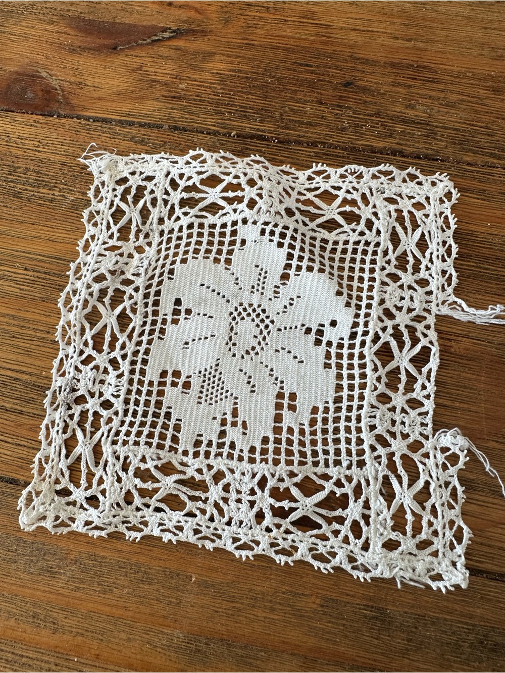 Handmade White Crochet Doily Square